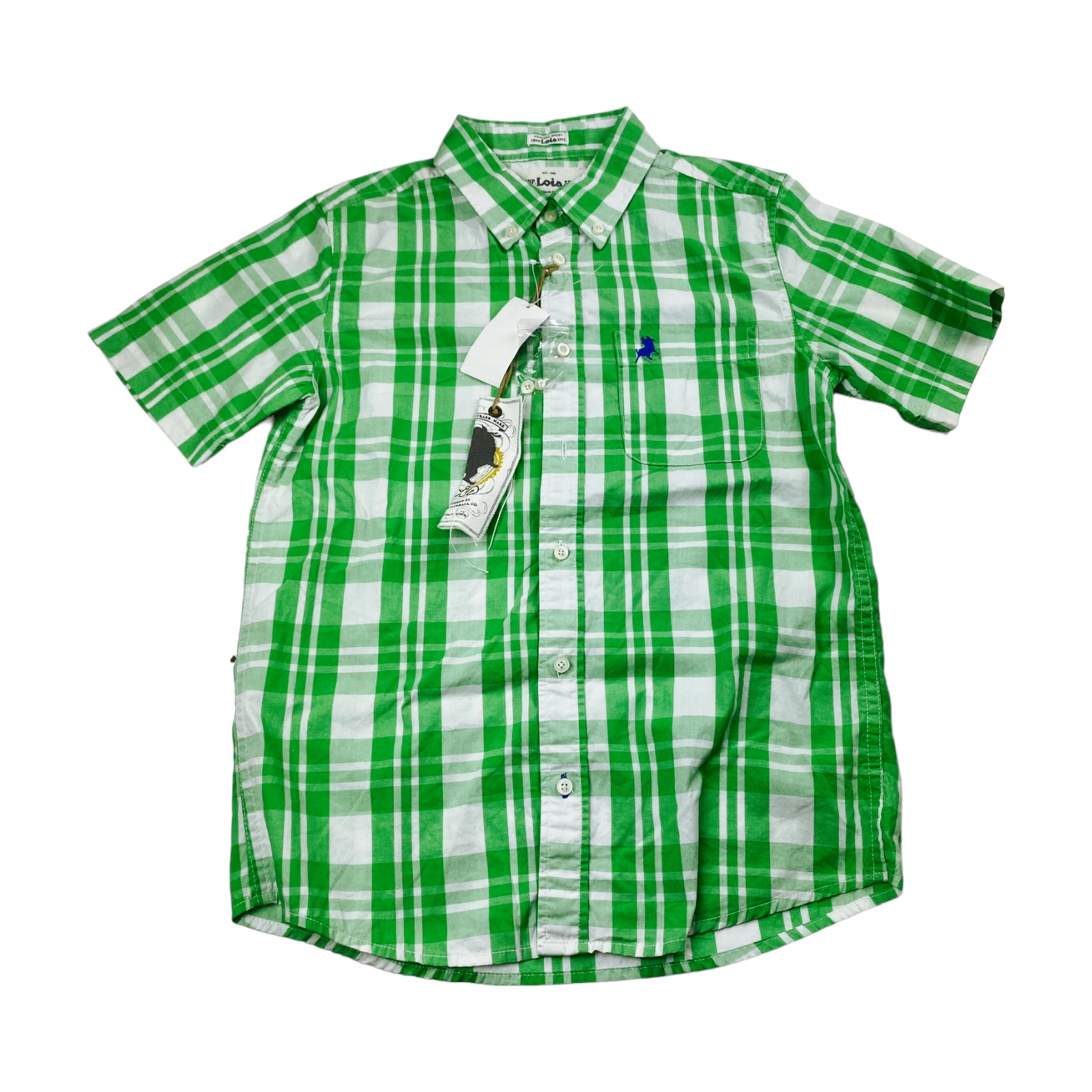 Camisa manga corta a cuadros verde con blanco