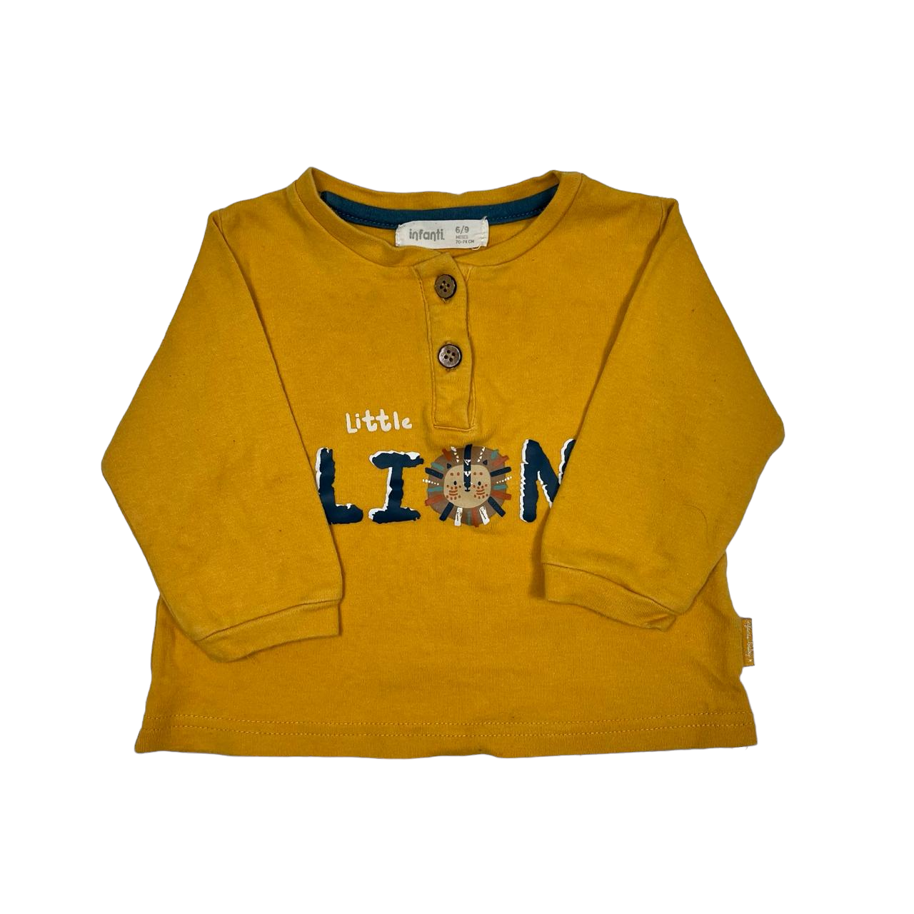 Polera amarilla diseño de leon little lion