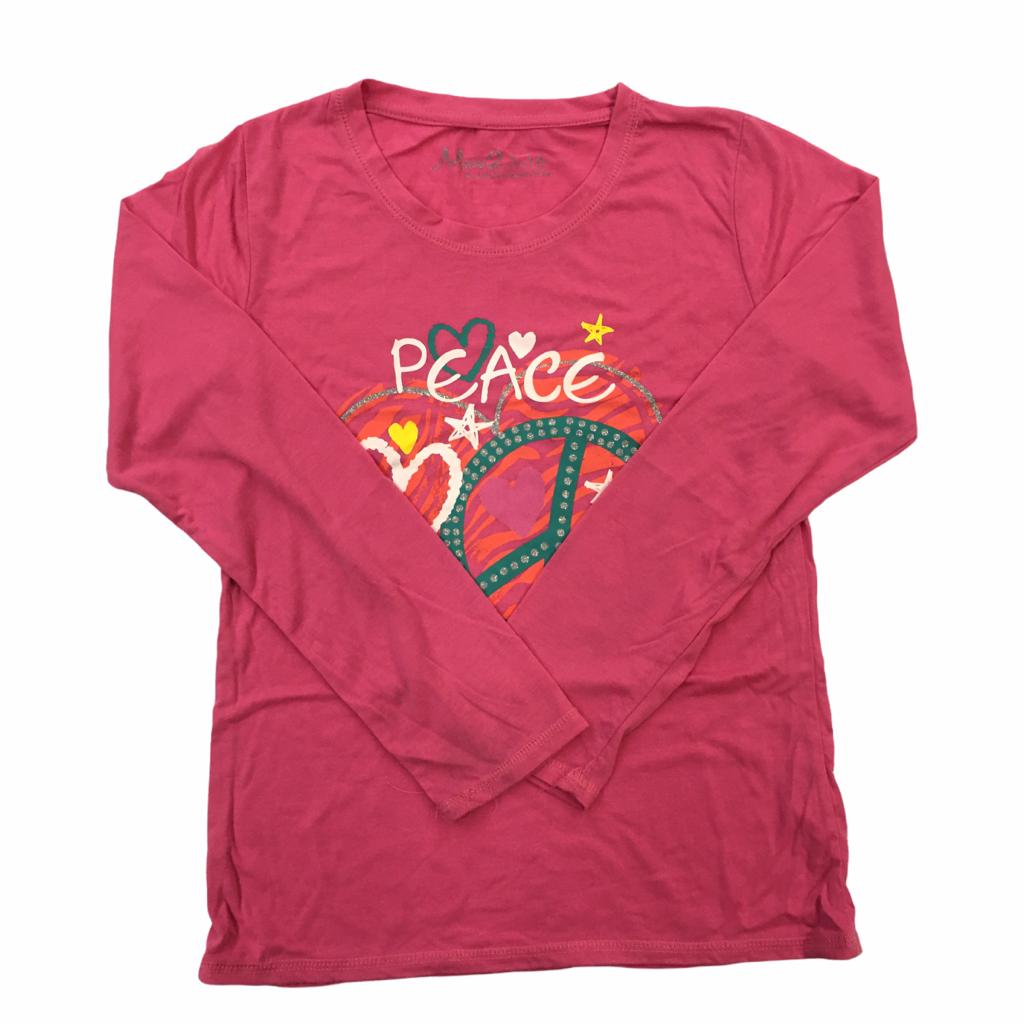 Polera Fucsia con Estampado Peace & Love de Colores