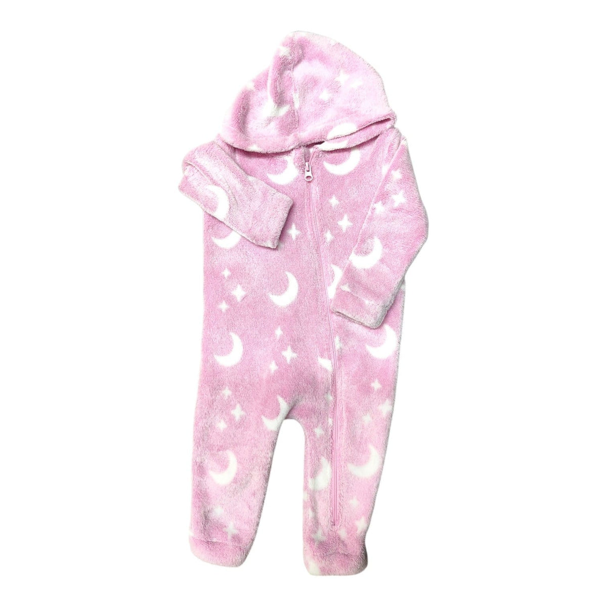 Osito de plush rosado con estrellitas y lunitas