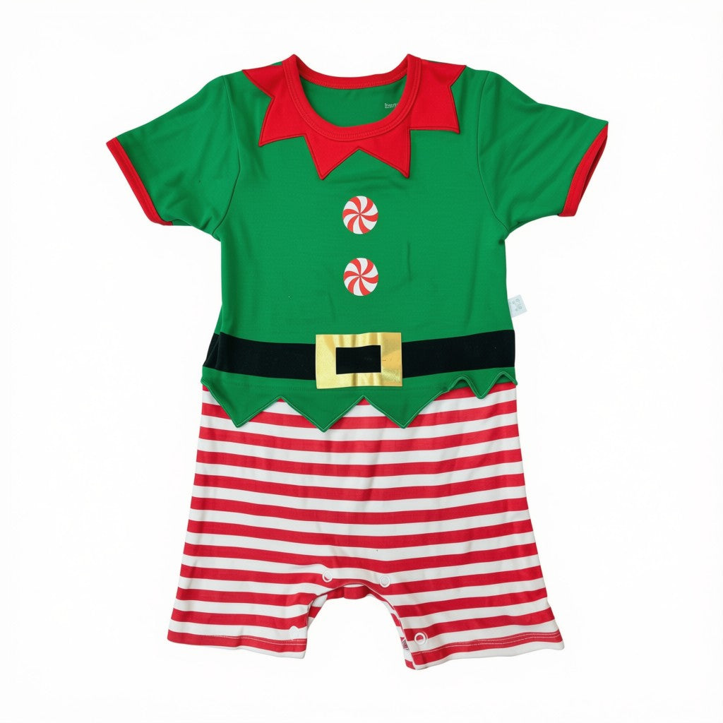 Enterito Navidad verde con rayas blanco y rojo diseño duende