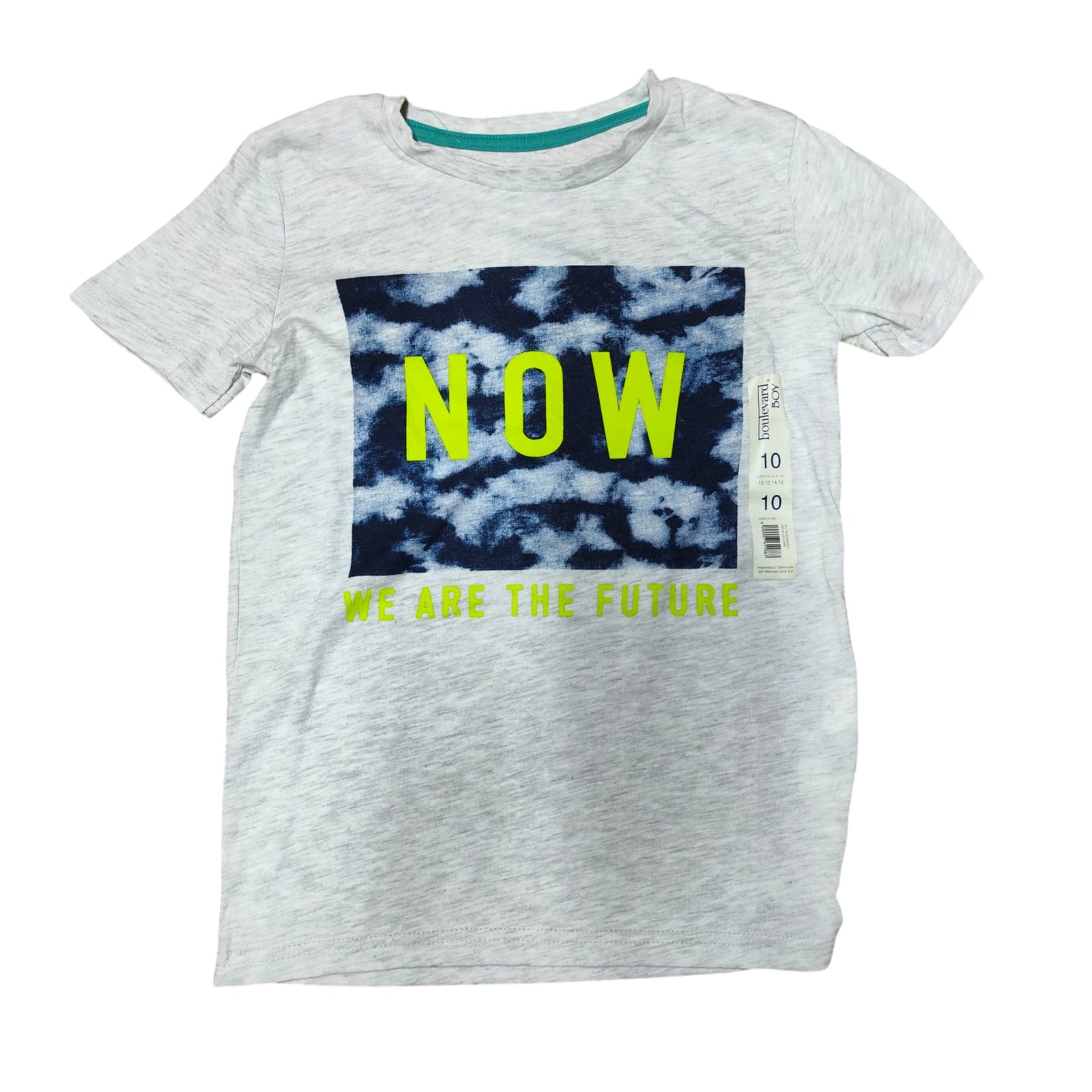 Polera manga corta gris "Now"