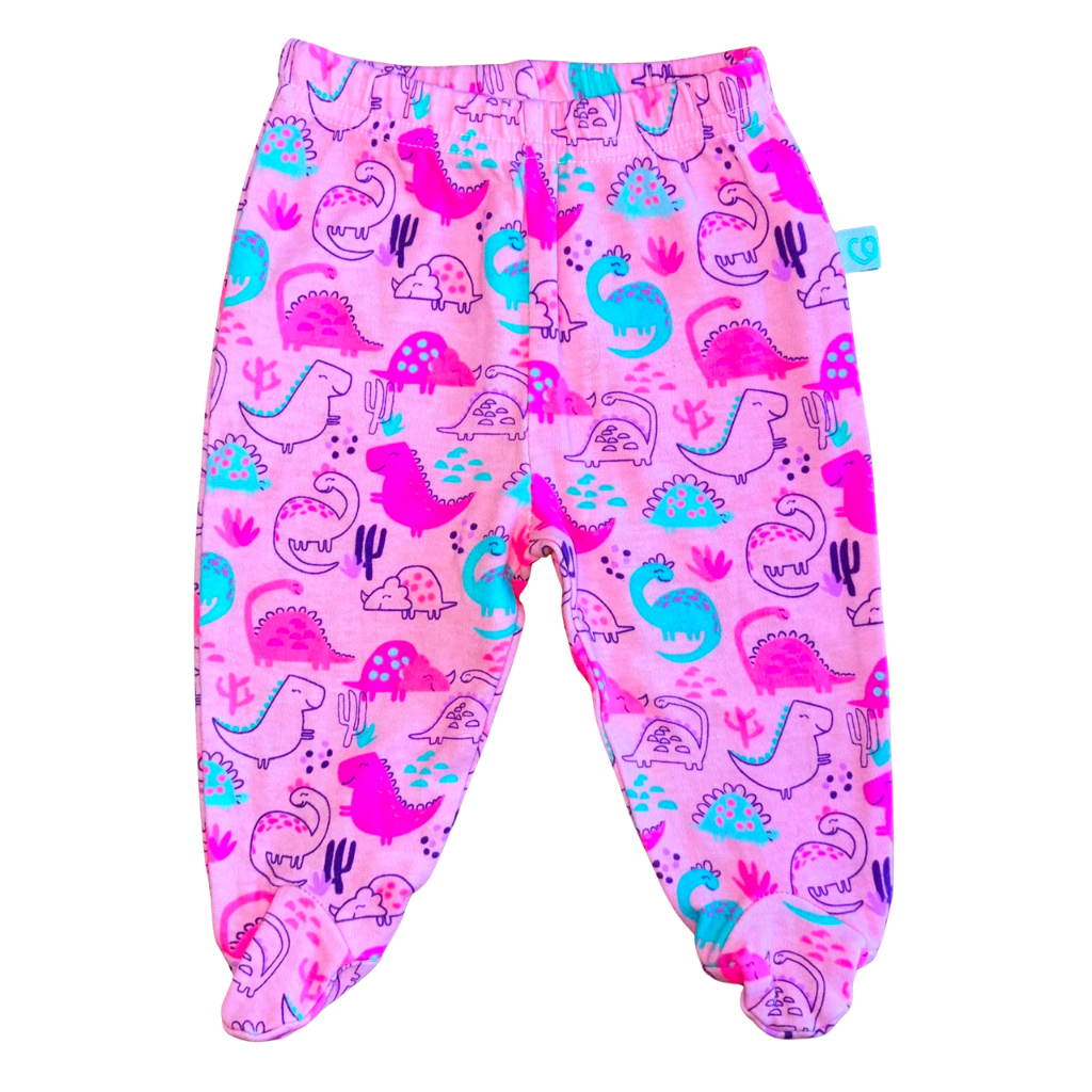 Panty rosada con estampados de dinosaurios