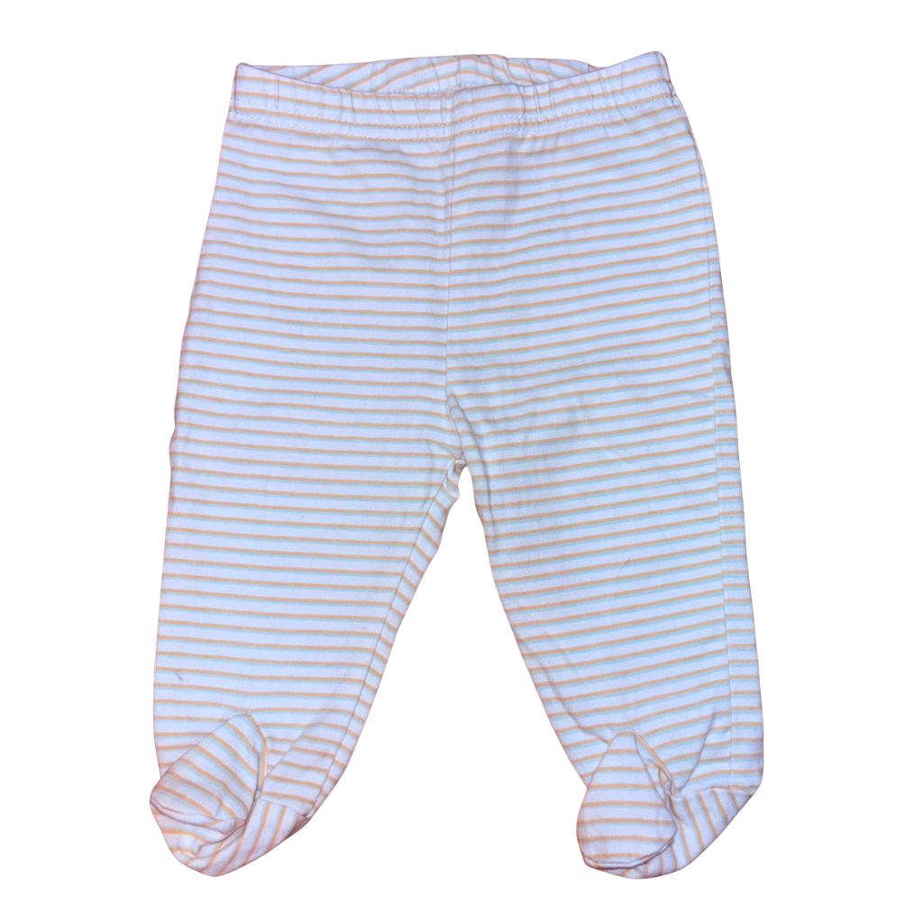 Panty de rayas horizontales tonos mostaza y azul claro
