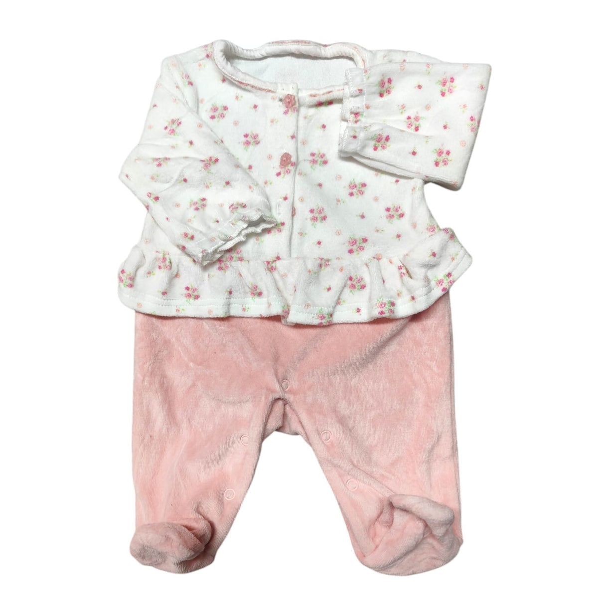 Osito de plush blanco con rosado y flores
