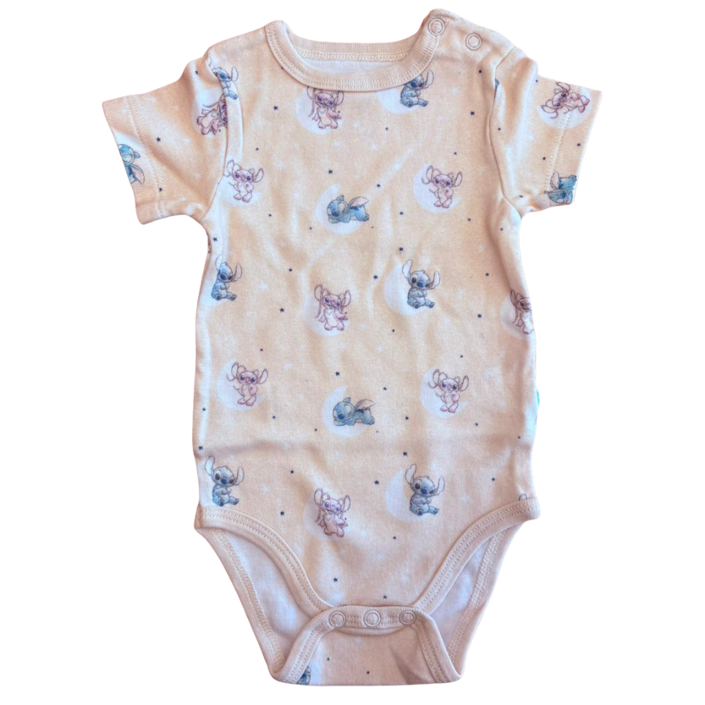 Body manga corta beige con diseño de stich
