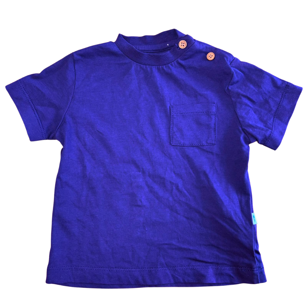 Polera de algodon azul con detalle de botones