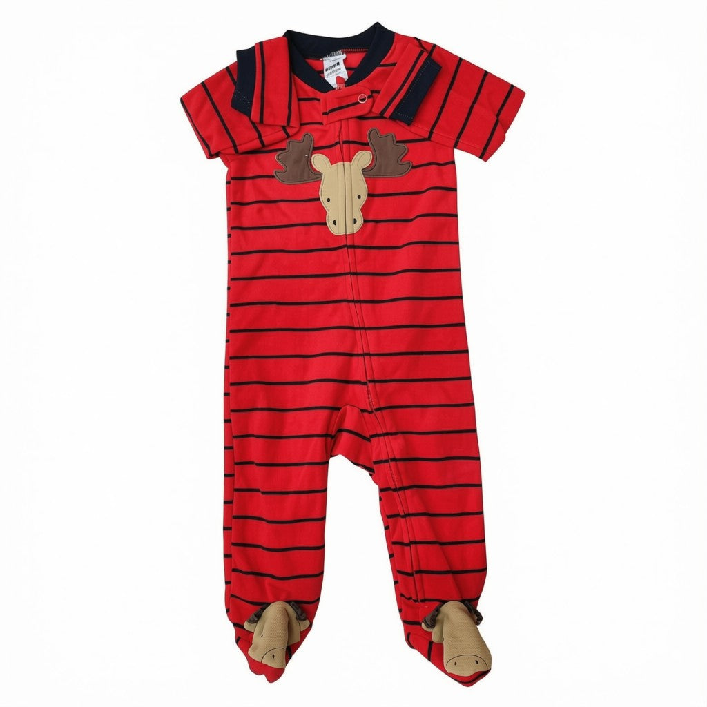Osito Carter's Navidad rojo con raya negras diseño reno