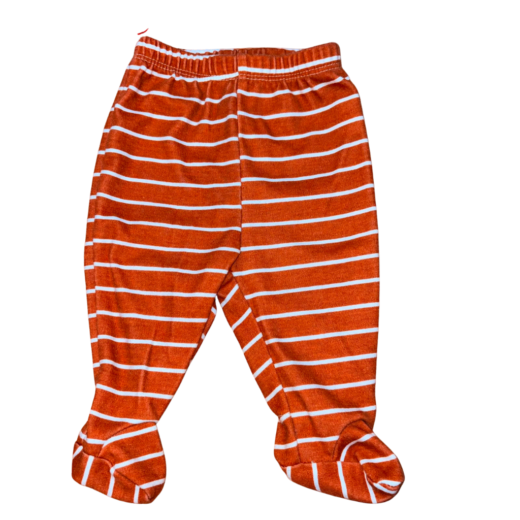 Panty tono terracota de rayas horizotanles blancas