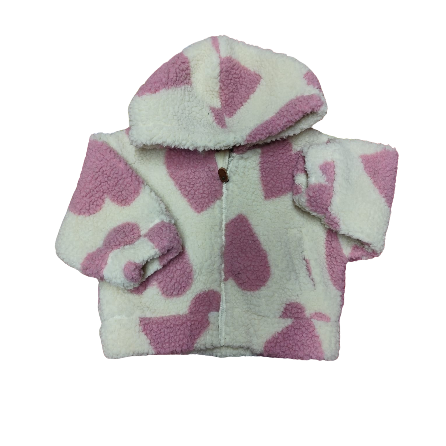 Poleron de chiporro crema con corazones rosados
