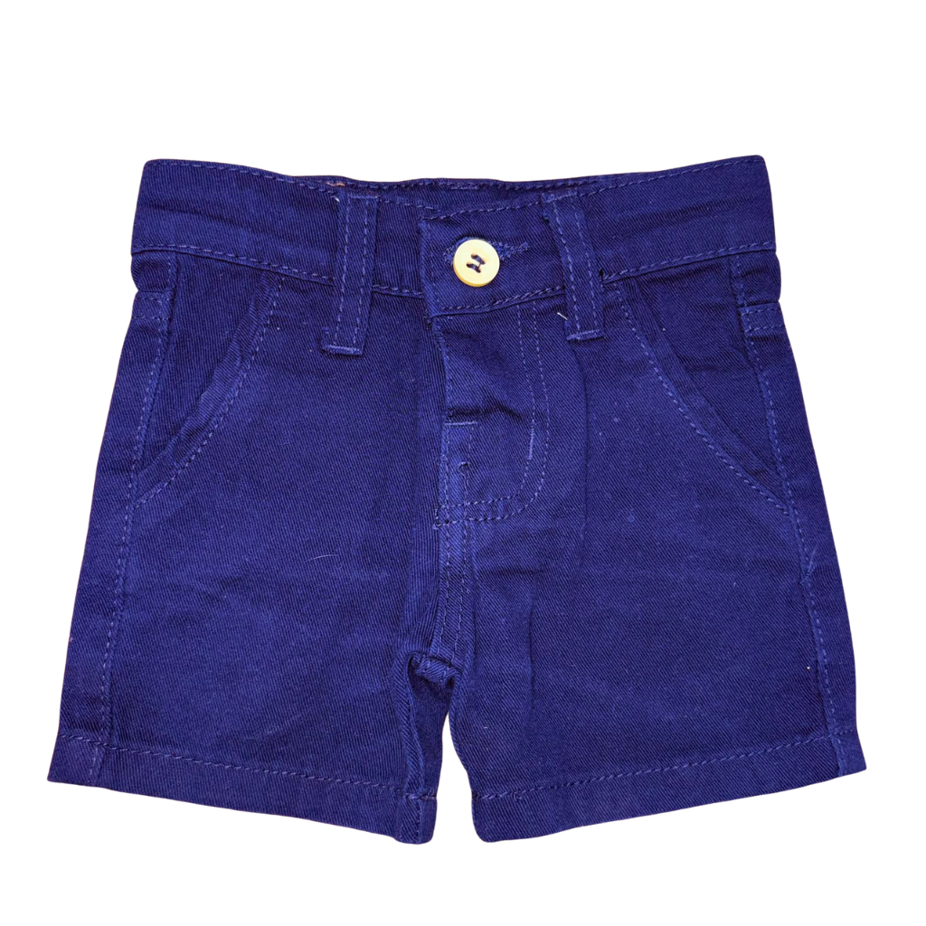 Short azul marino boton frontal tono crema