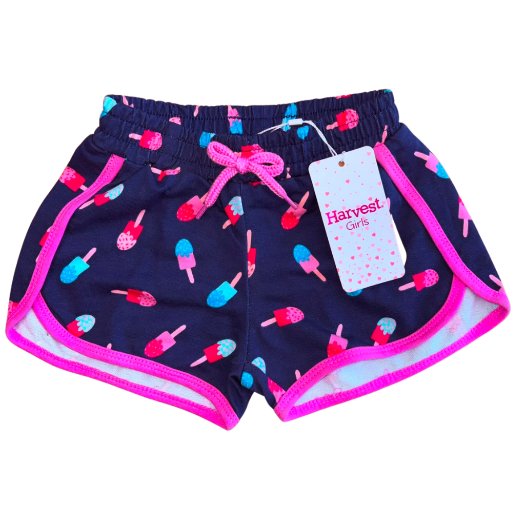 Short de etiqueta azul y rosado con diseño paletas de helados