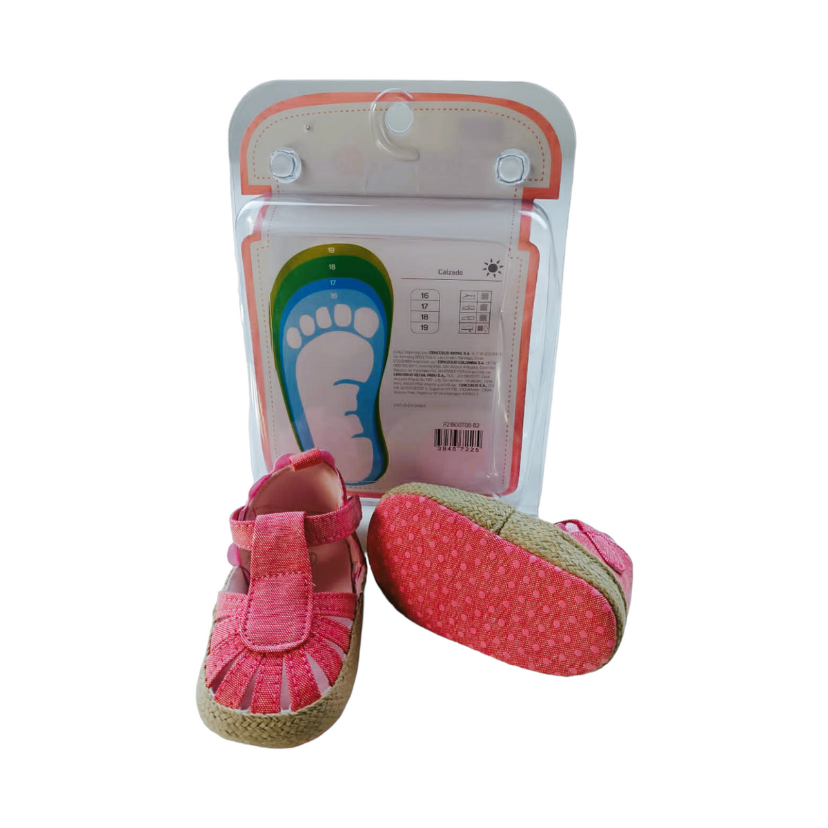 Sandalia rosada en su caja