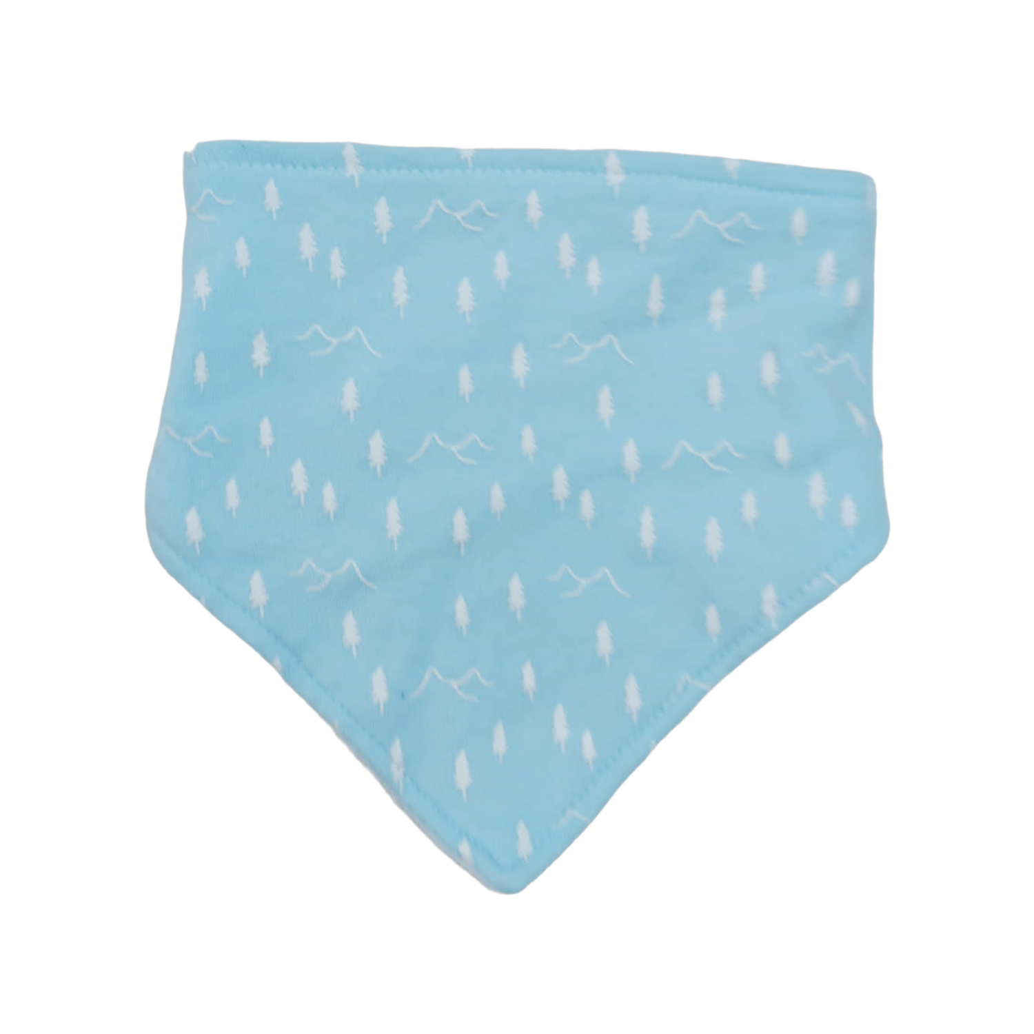 Babero tipo bandana azul con arboles blancos