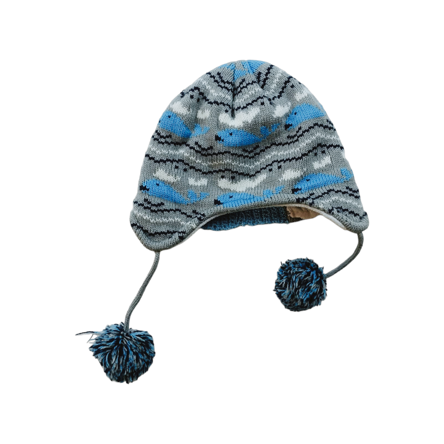 Gorro Tejido gris con azul