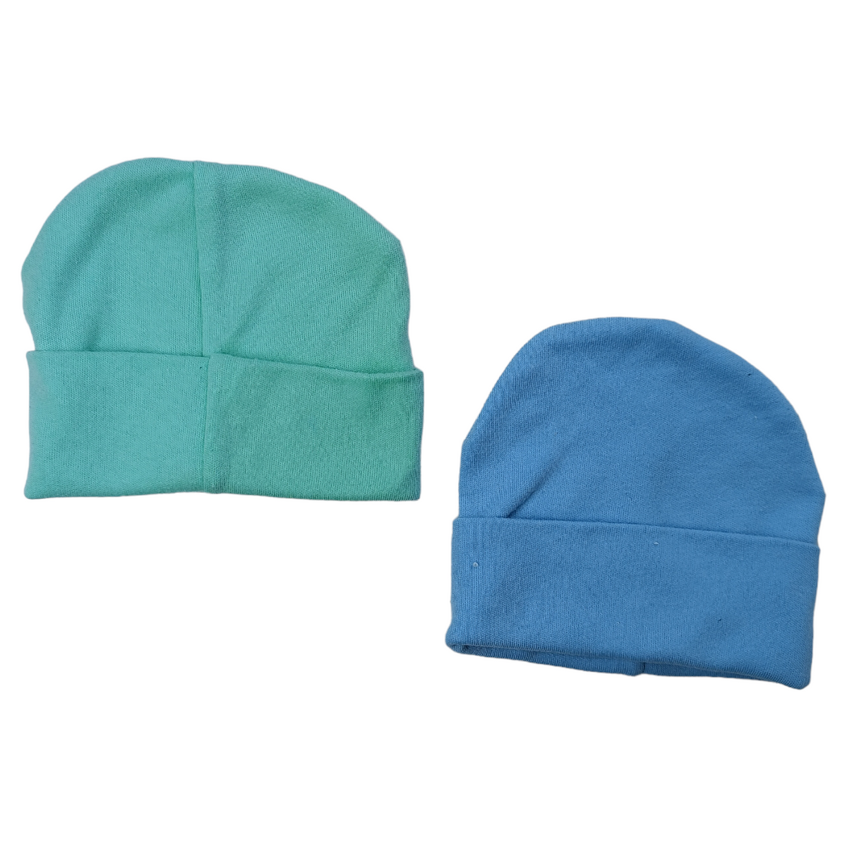 Pack de 2 gorritos de algodon verde y azul