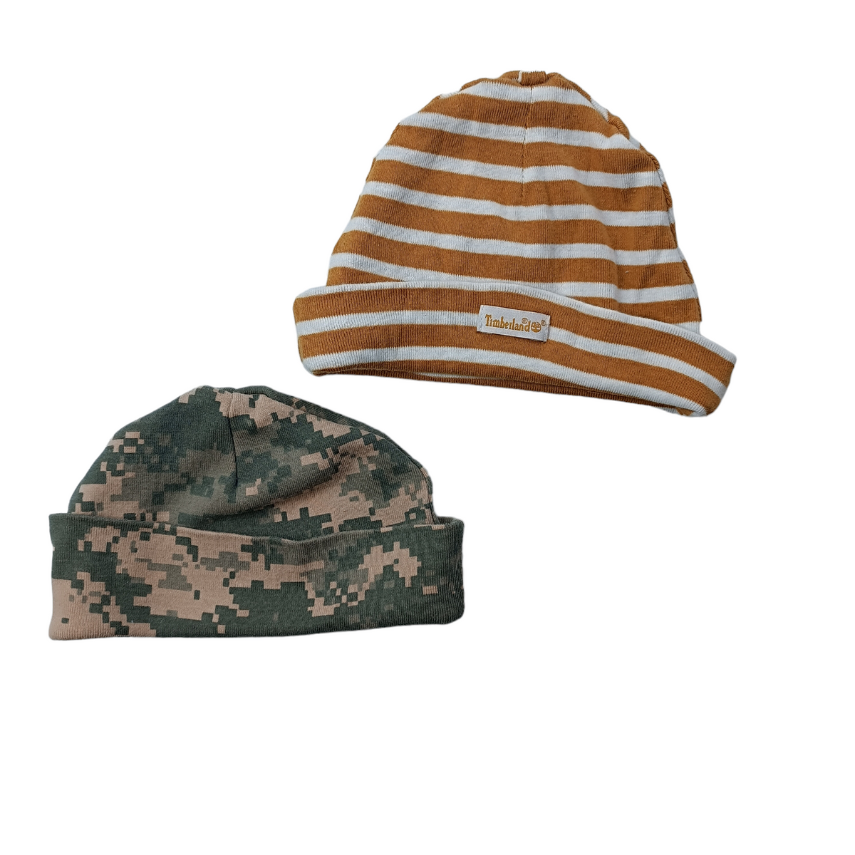 Pack de 2 Gorritos de algodon camuflaje y cafe