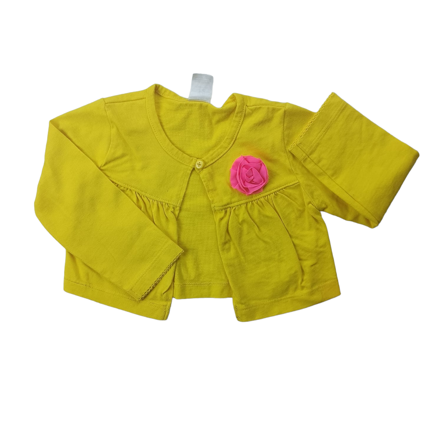 Chaleco Carter's amarillo con flor rosada