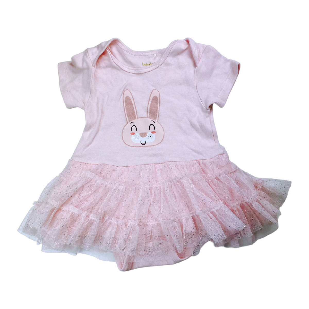 Body manga corta rosado con tull