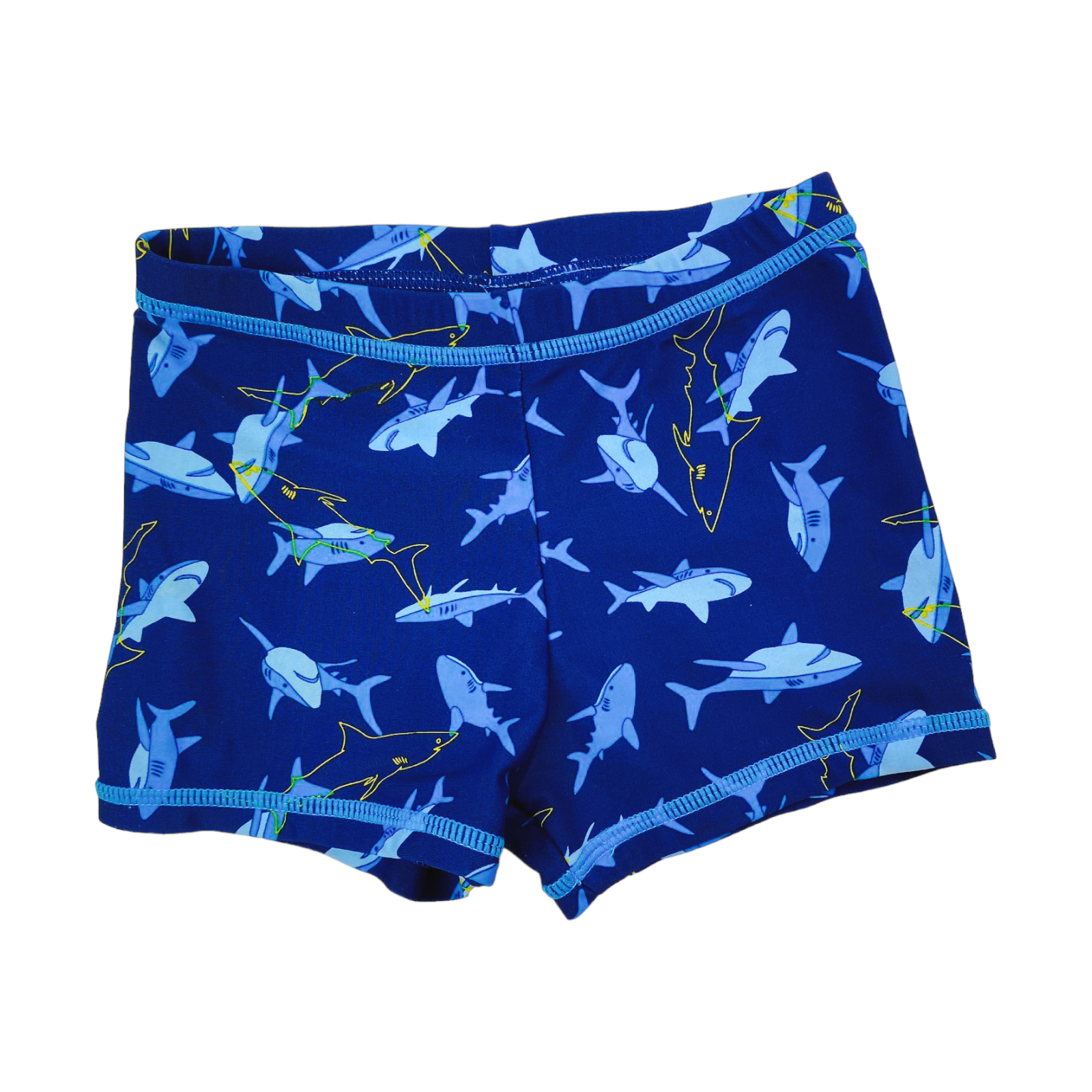 Short de baño azul con tiburones