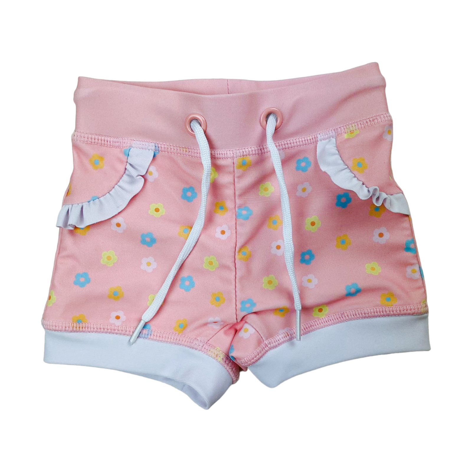 Short de baño rosado con flores