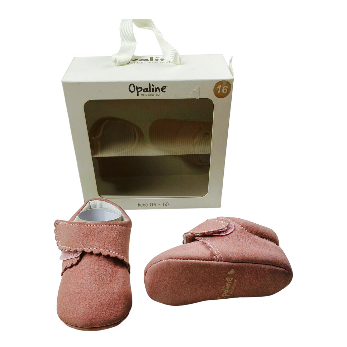 Zapatos rosados con velcro, nuevos en su caja