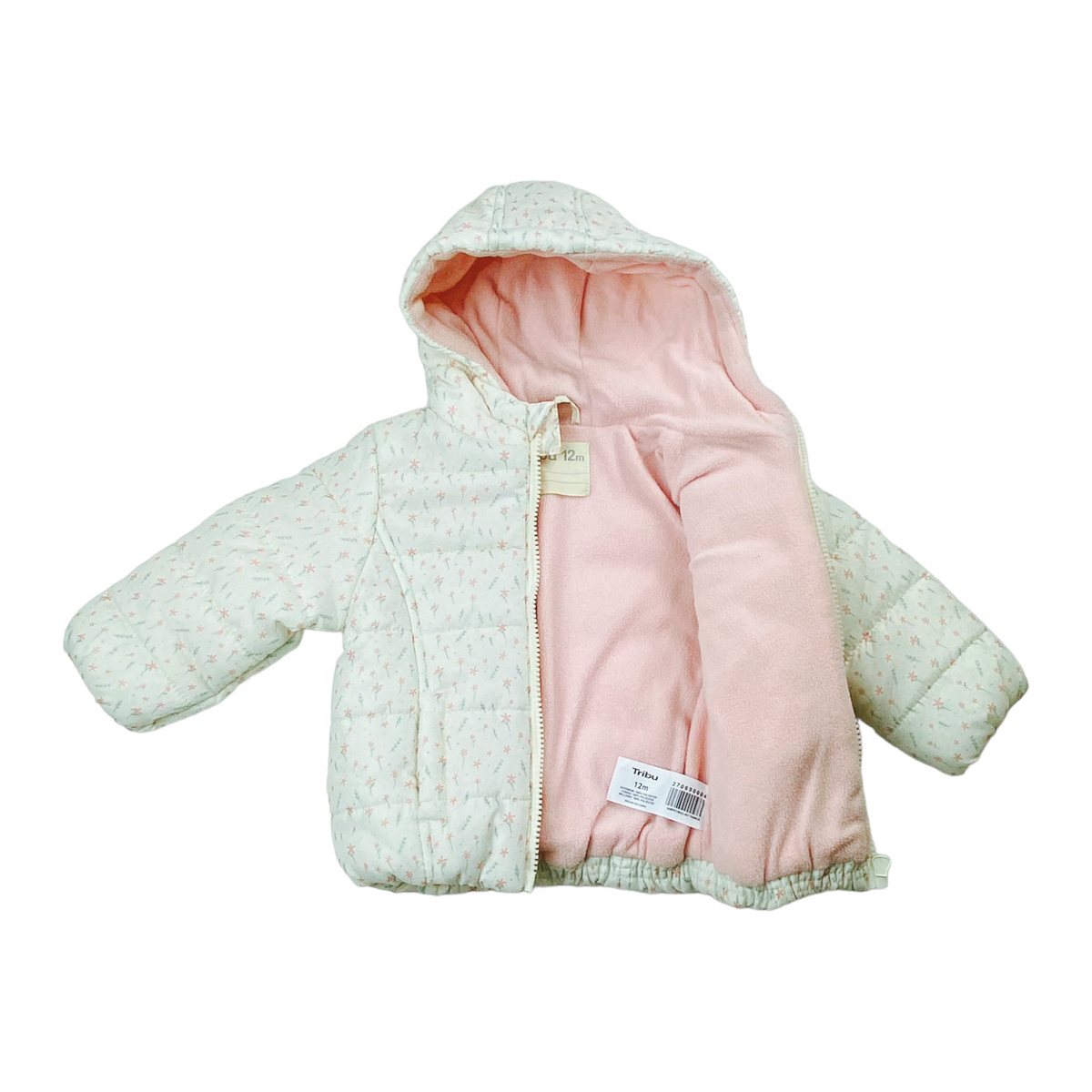 Chaqueta blanca con flores e interior de polar