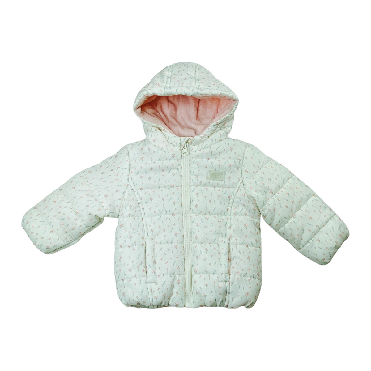 Chaqueta blanca con flores e interior de polar
