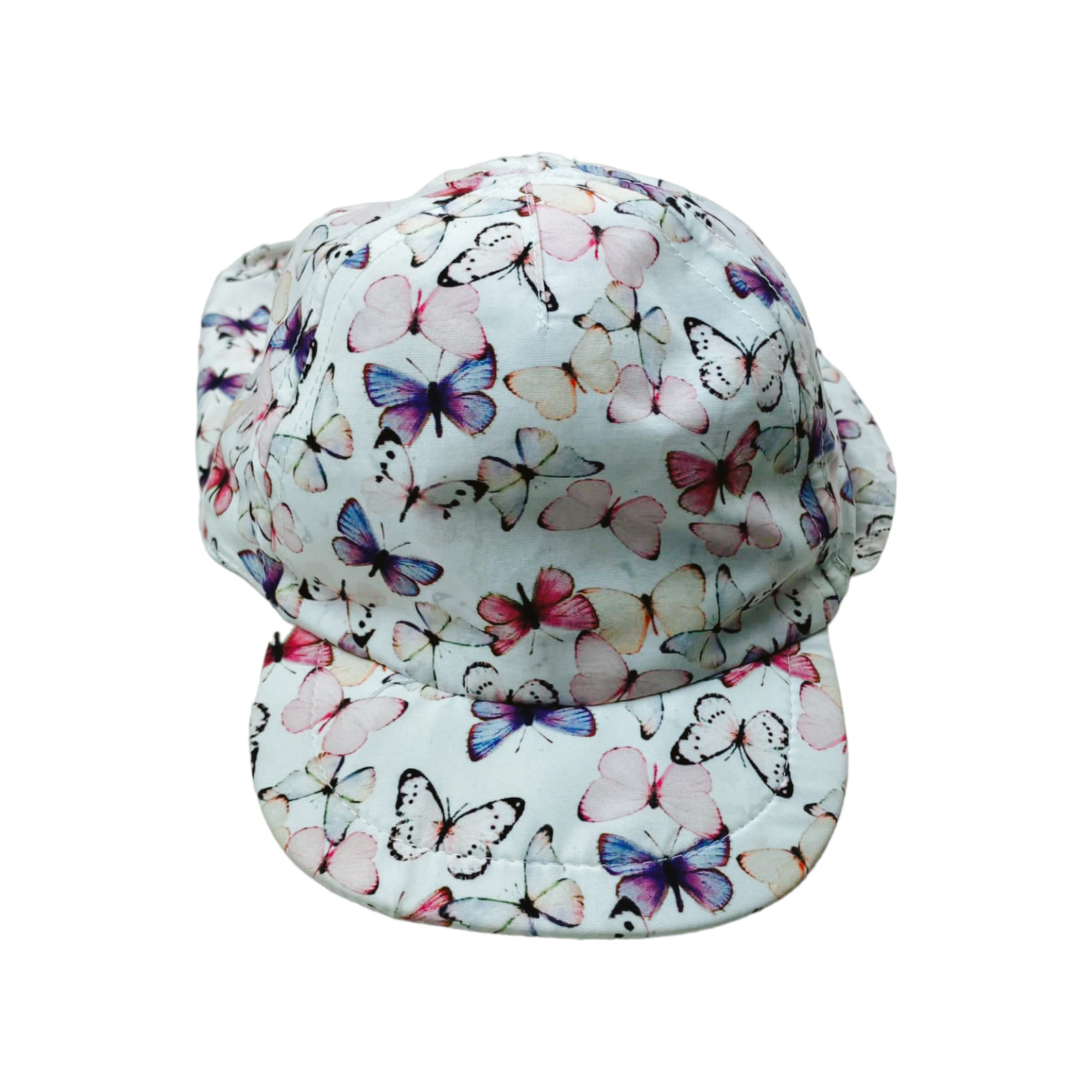 Gorro de sol blanco con mariposas Talla 6-12 meses
