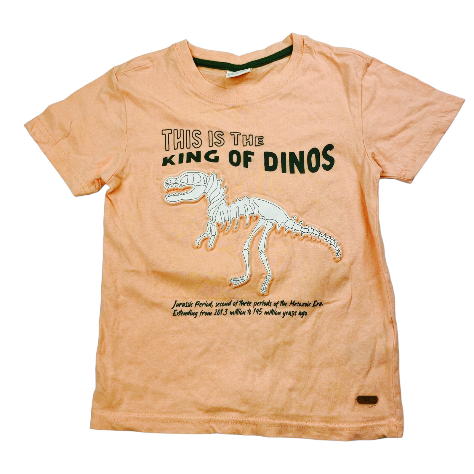 Polera manga corta naranjo "King of Dinos"