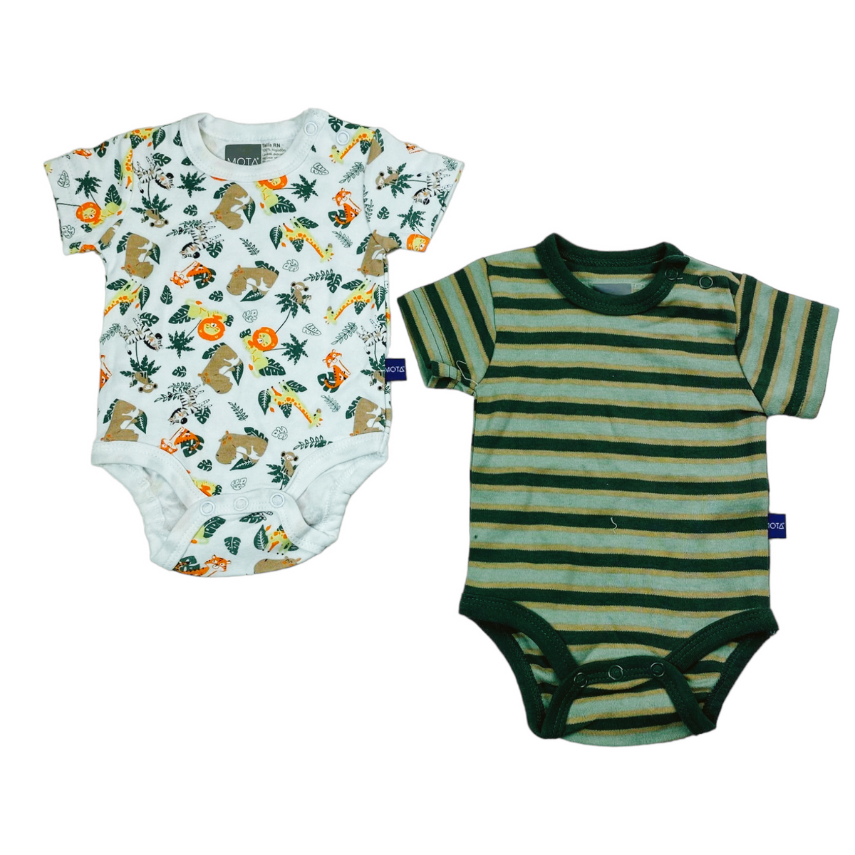 Pack de 2 Bodys manga corta blanco y verde