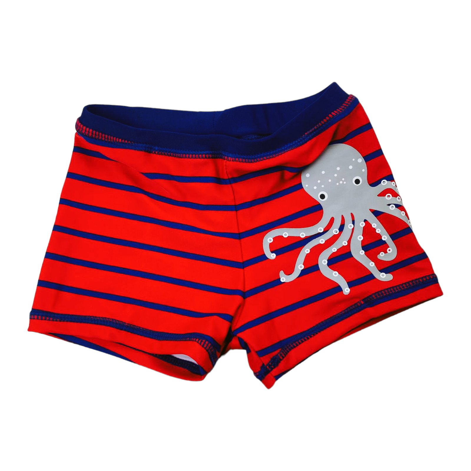 Short de baño rojo con rayas "pulpo"