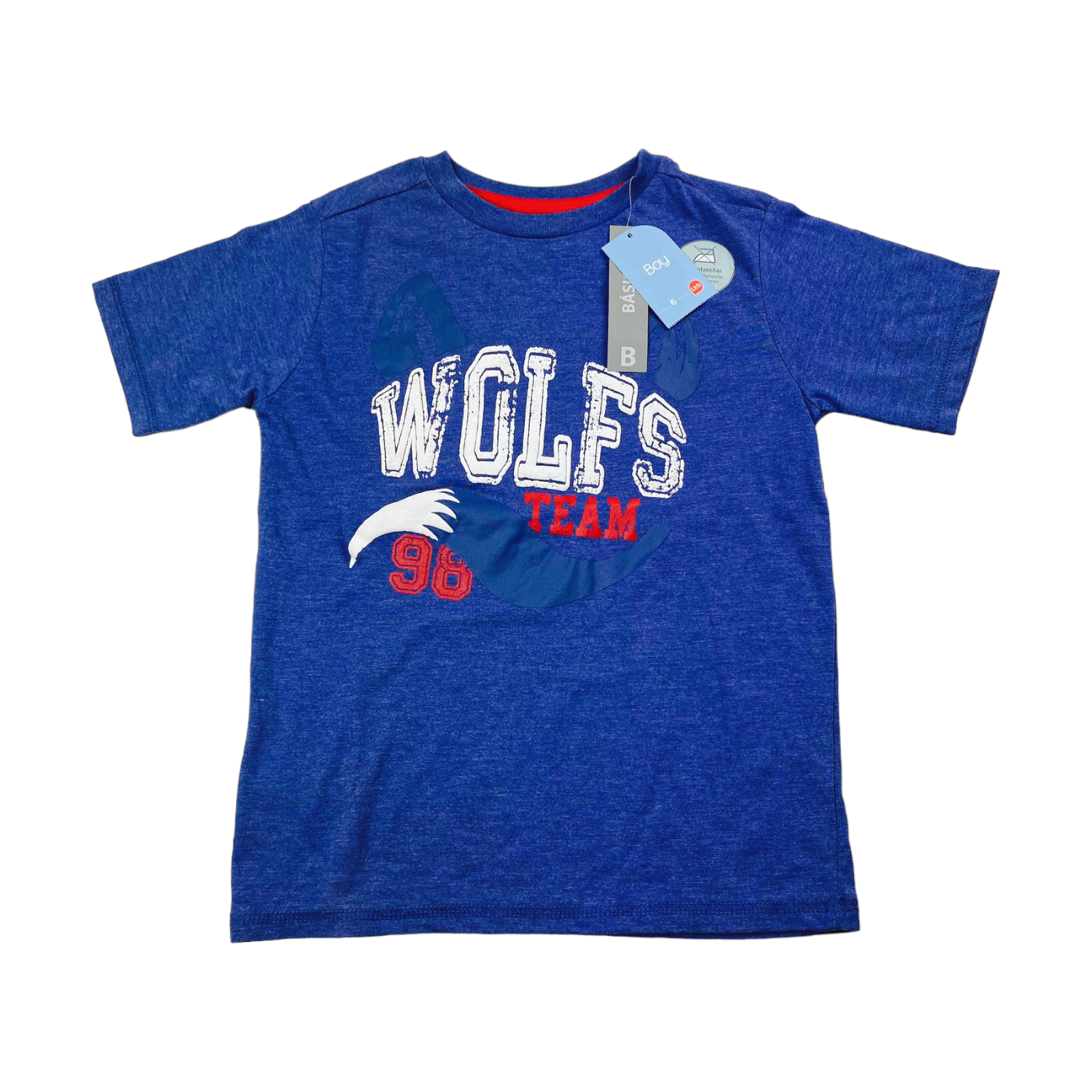 Polera manga corta azul "Wolfs" Nueva con etiqueta