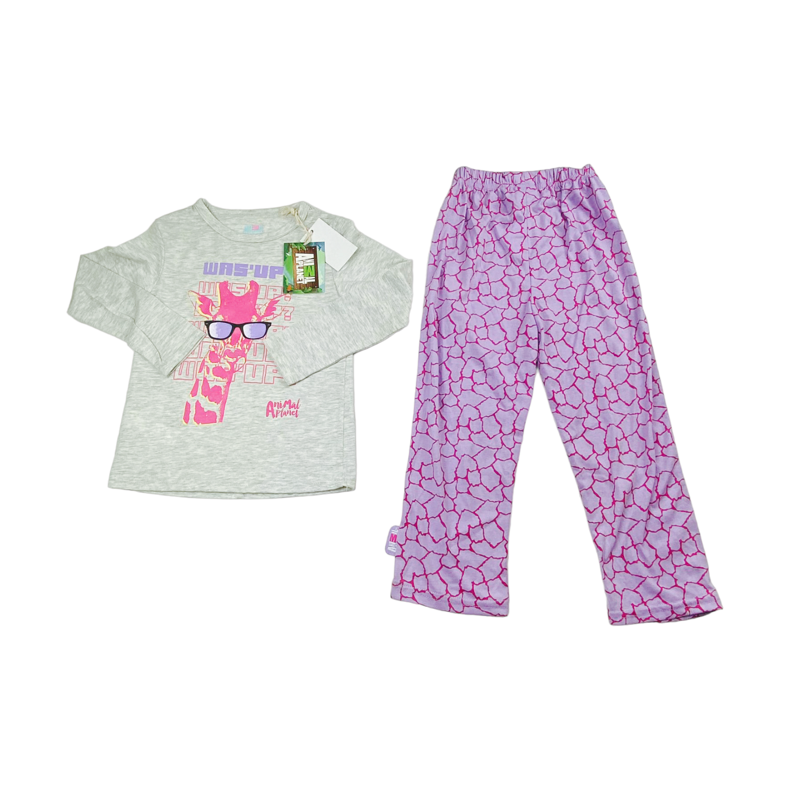 Pijama Polera gris y calza lila Nueva con etiqueta
