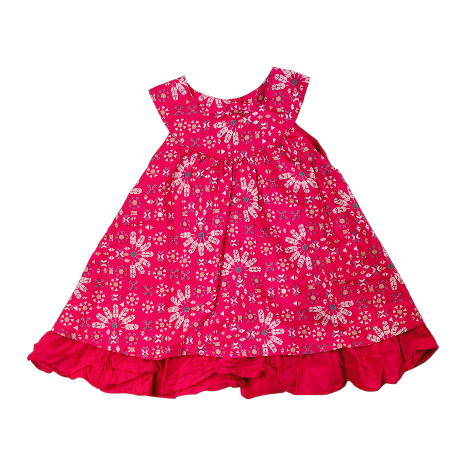 Vestido sin mangas corta fucsia