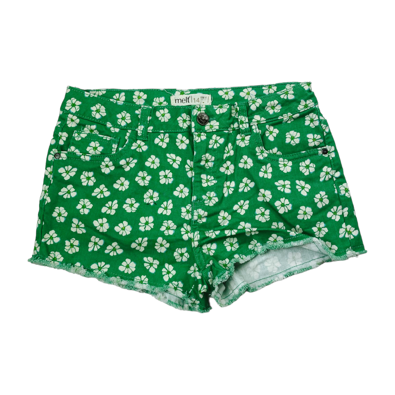 Short de mezclilla verde con flores