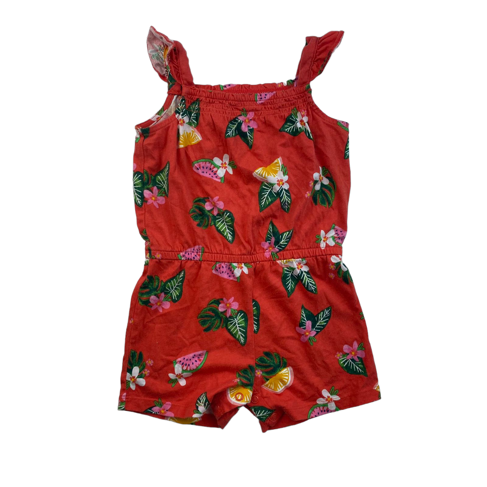 Enterito rojo sandia con flores hojas y sandias con elastico en la cintura