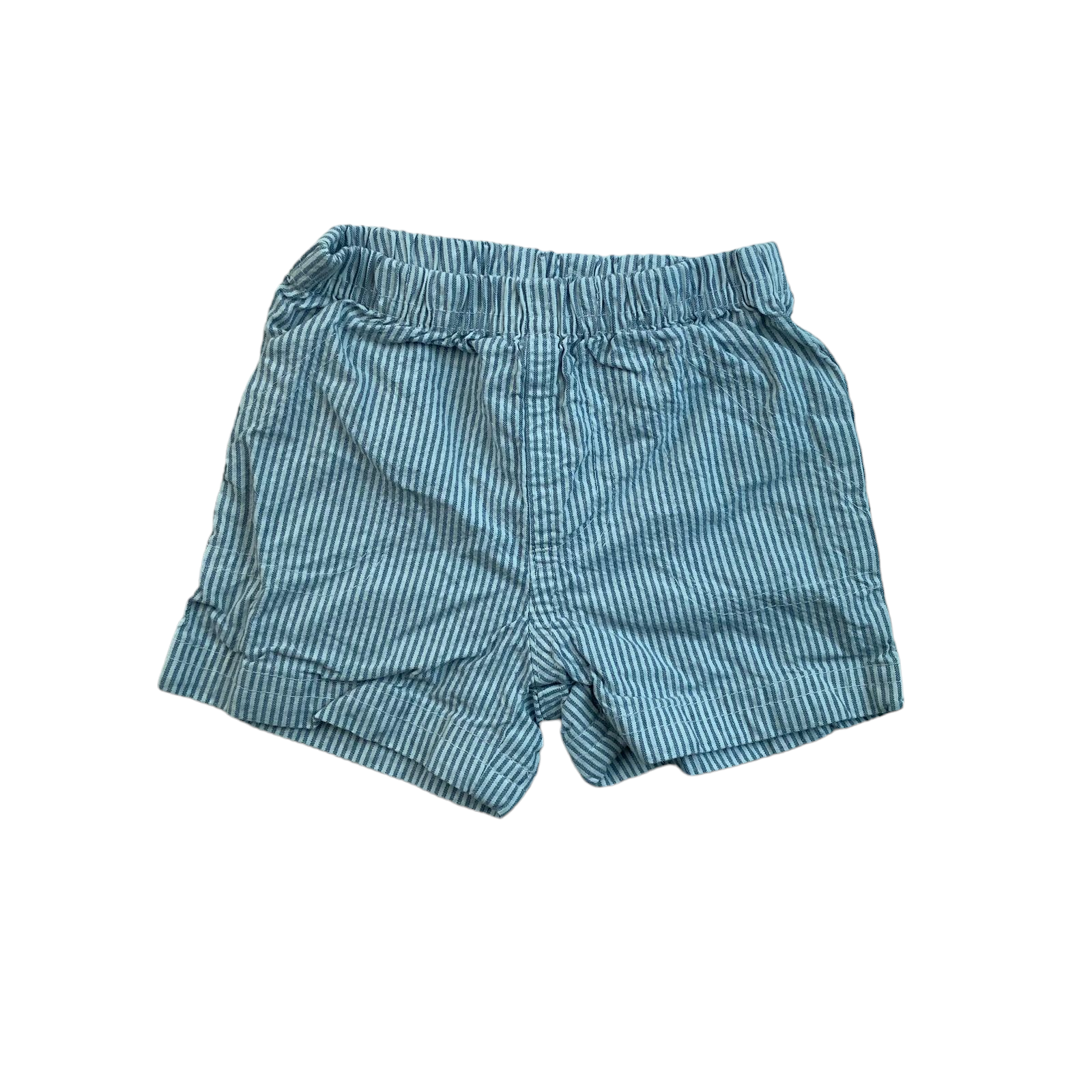 Short con rayas blancas y grises con elastico en la cintura