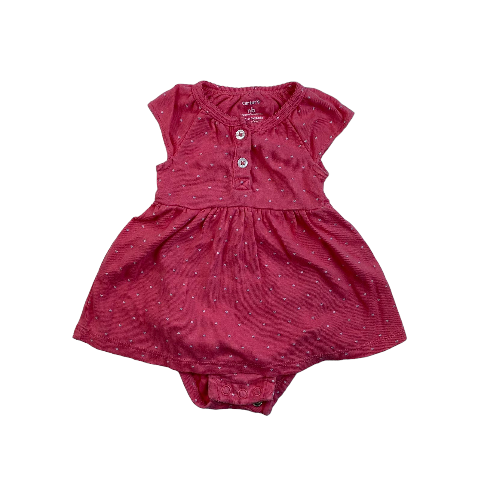 Body tipo vestido fucsia con corazones blancos