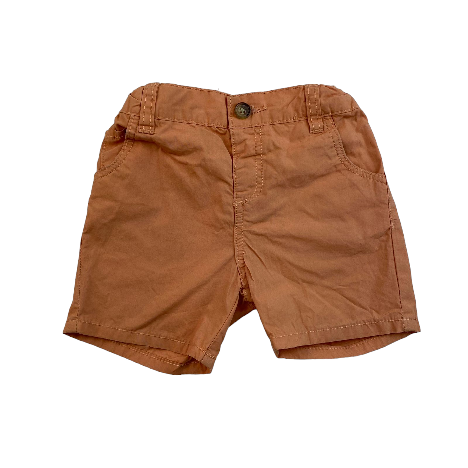 Short naranjo con pretina y bolsillos