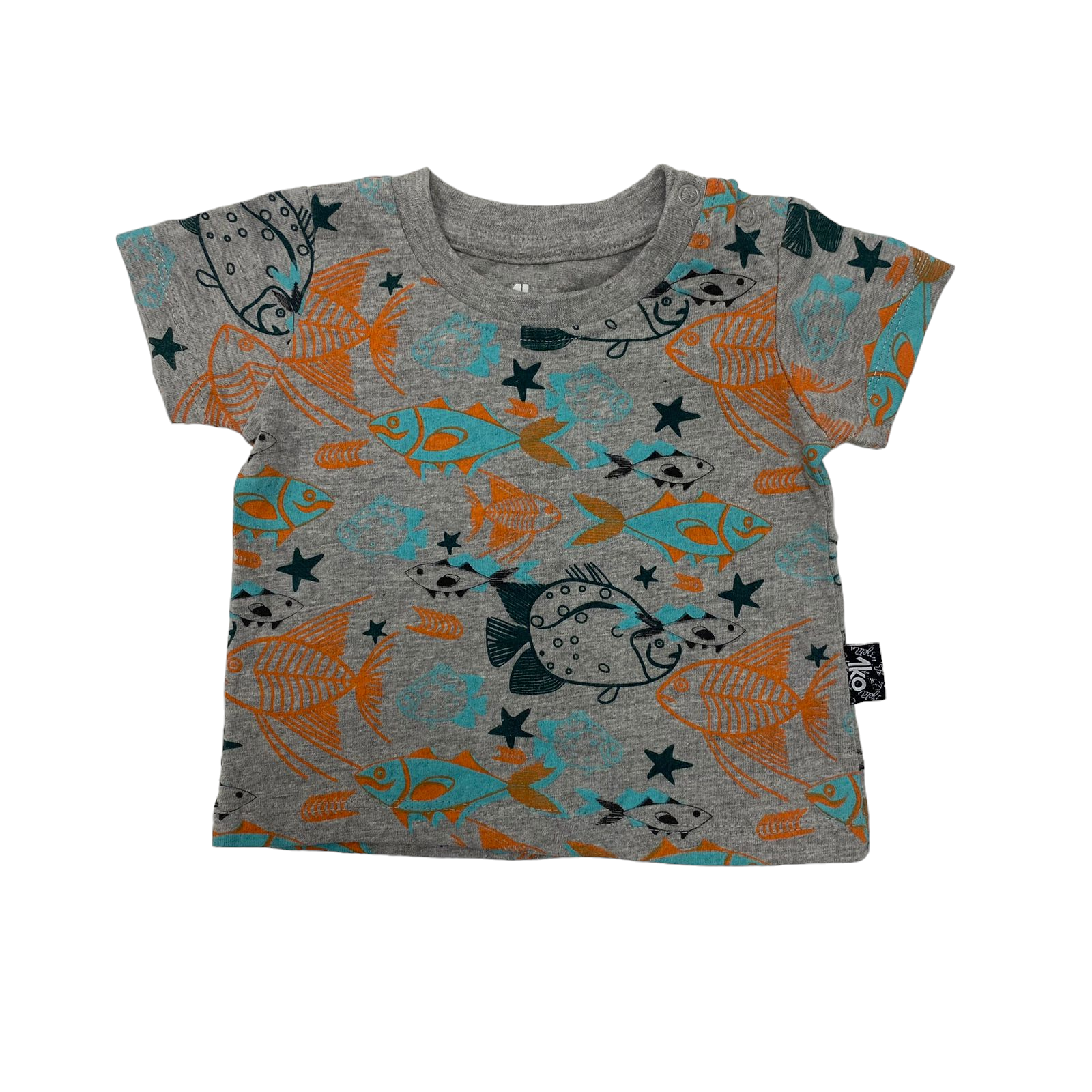 Polera gris con peces y estrellas