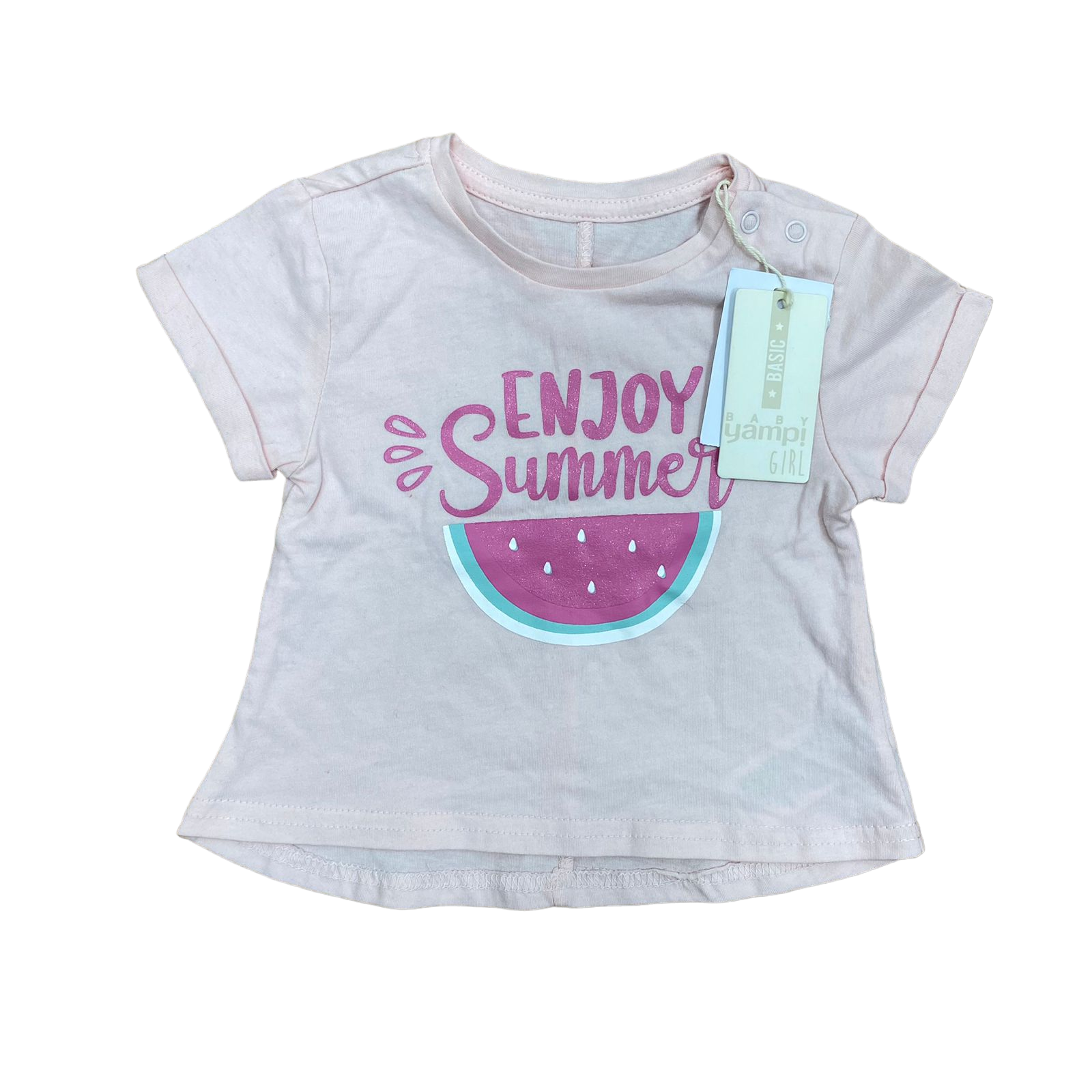 Polera rosada con sandia " Enjoy Summer" nueva con etiqueta