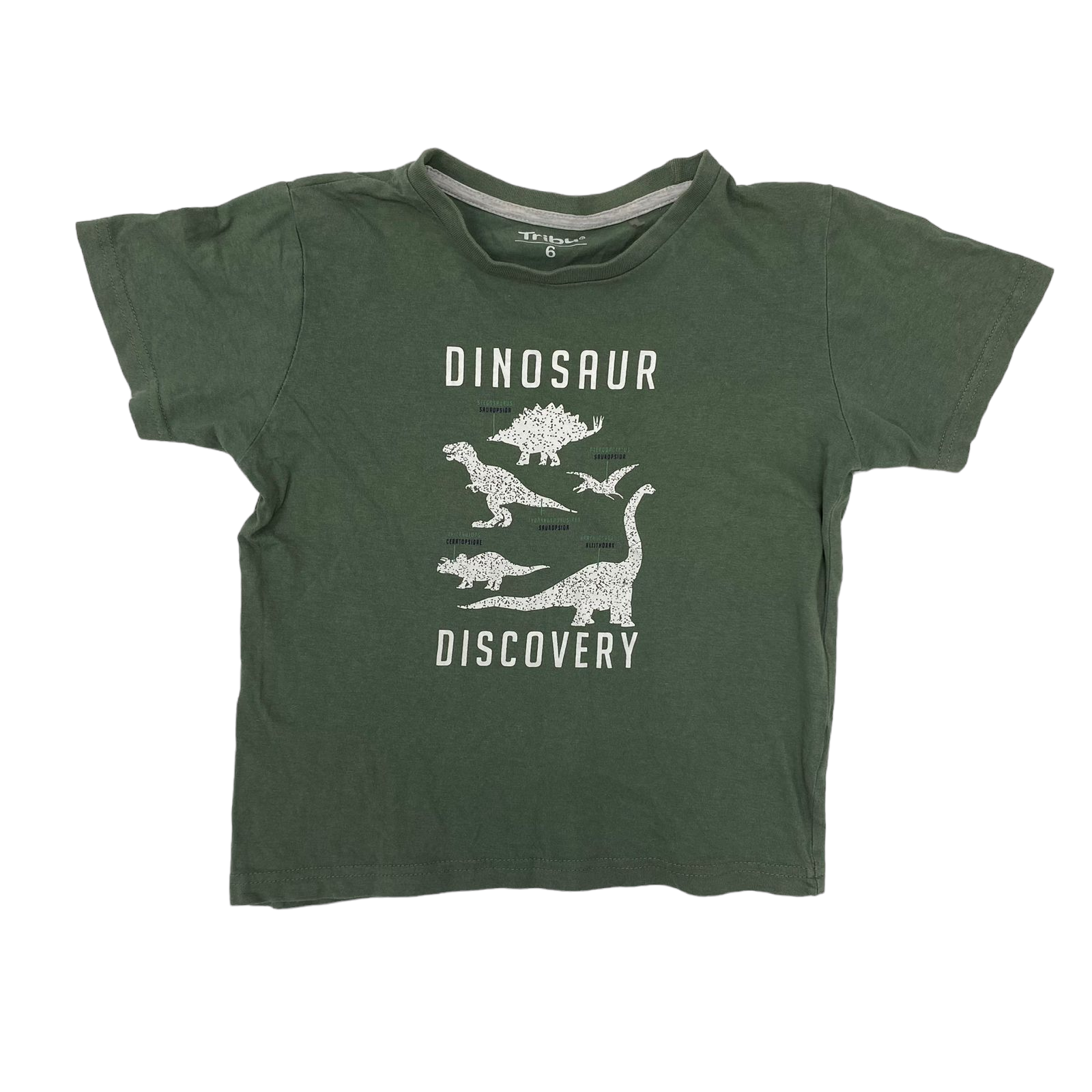Polera verde militar con dinosaurios blancos "Dinosaur"