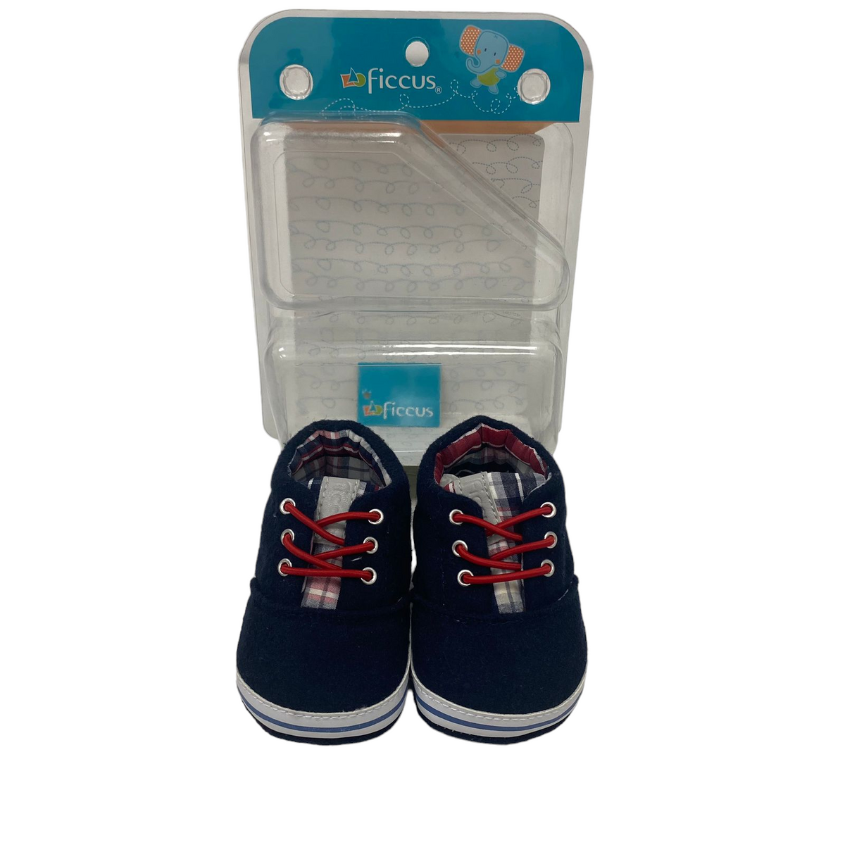 Zapatillas azul oscuro con cordones rojos nuevos en caja ficcus