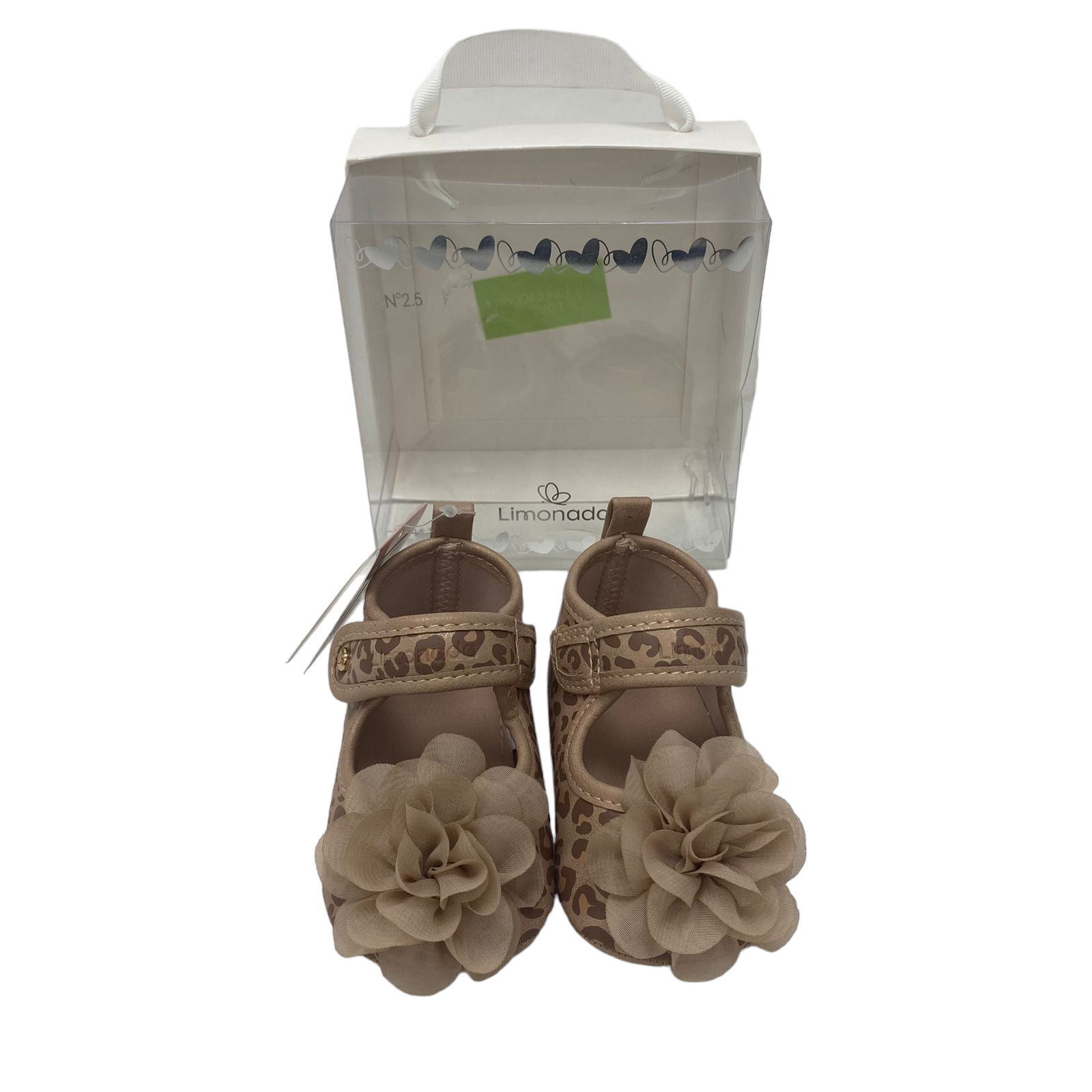 Zapatillas beige de animal print y flor nuevas con su etiqueta y caja