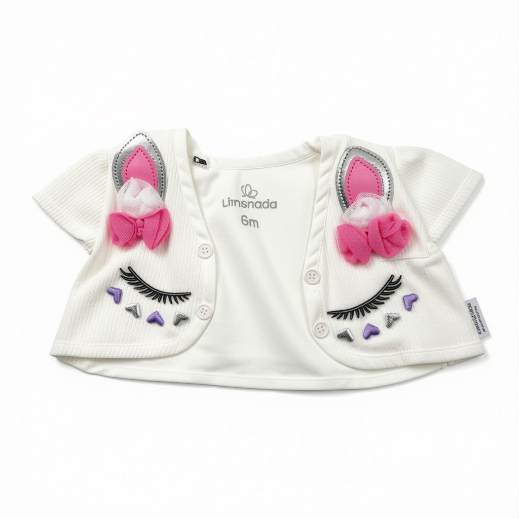 Chaleco blanco con brillitos diseño unicornio
