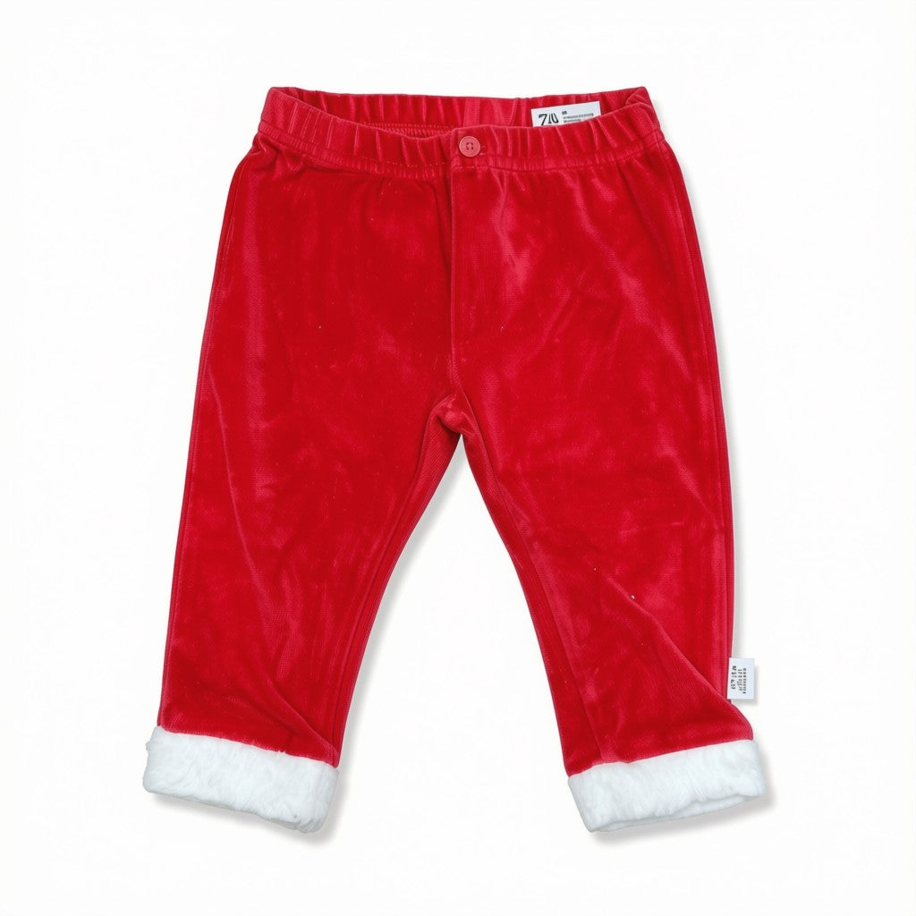 Calza Navidad roja con detalles en blanco