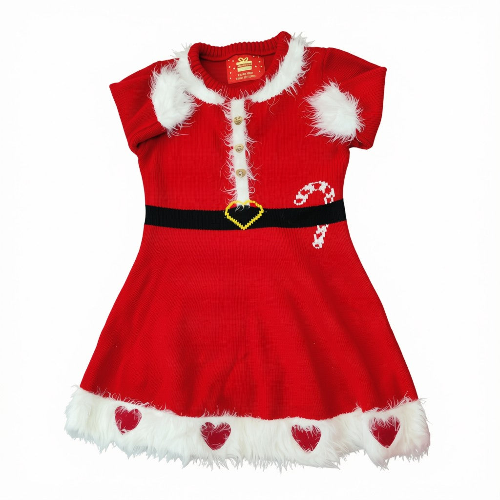 Vestido de Navidad rojo con botones de corazon