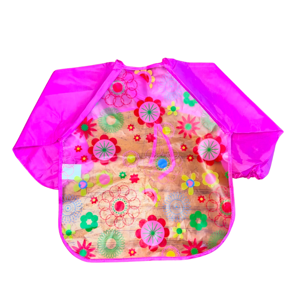 Delantal plastico rosado con diseño floral