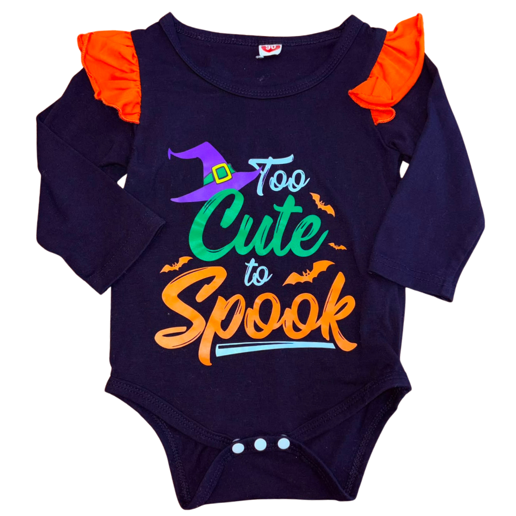 Body Halloween negro "Too cute to spook"